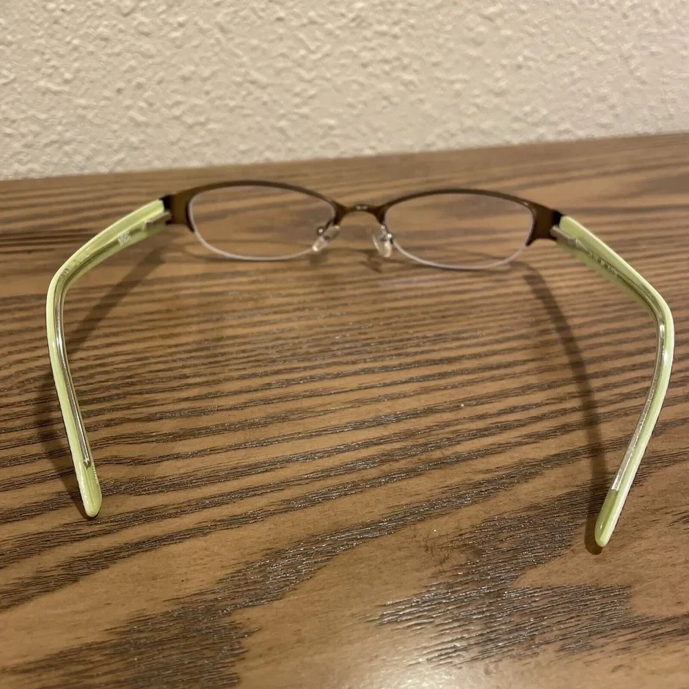 Chelsea Morgan Eyeglass Frames Only 51-17-135 CM813 BR Brown Half Rim Green